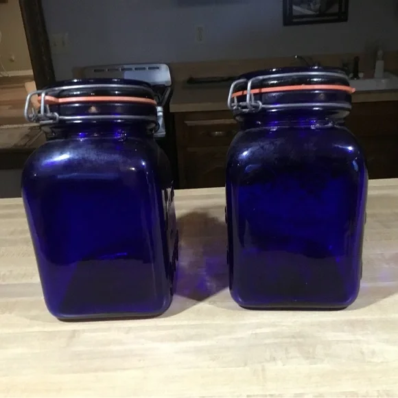 2 Cobalt Blue Italian Jars